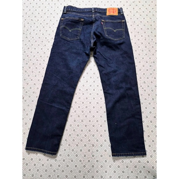 Levis 505 Regular Fit Straight Leg Jeans Dark Wash Mens 34x30 - Picture 8 of 8